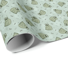 Papel De Presente Sapos de Sage Bubble - o padrão verde de crianças.