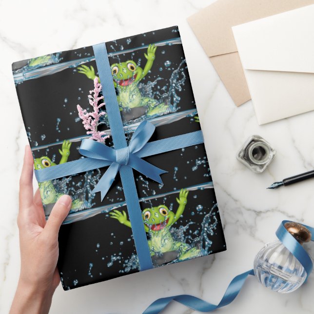 Papel De Presente Sapos De Salto Na Lavagem De Água (Presentear)