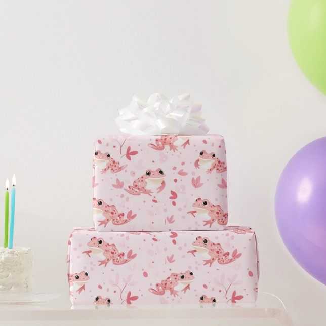 Papel De Presente Sapos rosa (Presentes para festas)