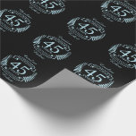 Papel De Presente Sapphire Tradicional 45º aniversário de casamento<br><div class="desc">Uma design para celebrar 45 anos de casamento. Este design tem um design de louros azul (cor tradicional) em um fundo preto. O apfleto é o presente tradicional para esta ocasião. O texto diz: "Sapphire 25 anos de aniversário". Uma design romântica para comemorar seu 25 ano de casamento. Se você...</div>