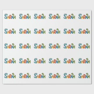 Papel De Presente Sarah Dinosaur Nome Cute Dino Letters Design
