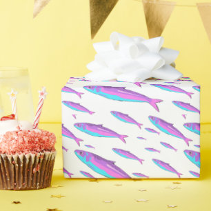 Papel De Presente Sardinhas Neon Pastel
