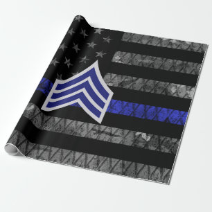 Papel De Presente Sargento Stripes Thin Blue Line Sinalizador de Dis