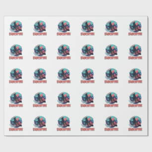 Papel De Presente Sasqwitch Pé Grande Vassoura de Bruxa Gato Preto L