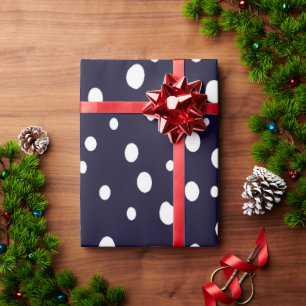 Papel De Presente Satinado com Padrão de Pontos de Neve Branca