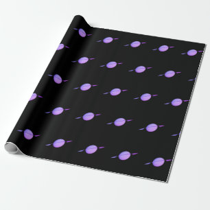 Papel De Presente Saturno roxo em papel de enrolamento preto