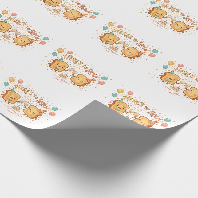 Papel De Presente Saudação de Celebração de Torradas Fofas (Ponta)