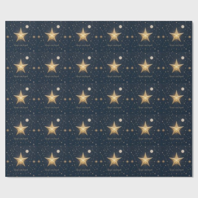 Papel De Presente Saudação de Natal Estrela Celestial Meia-Noite Lua (Aberto)