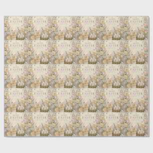 Papel De Presente Saudação de Páscoa Elegante, estilo Porcelana Azul