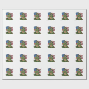 Papel De Presente Saudação Patriótica de Tartaruga Vetor Design_1