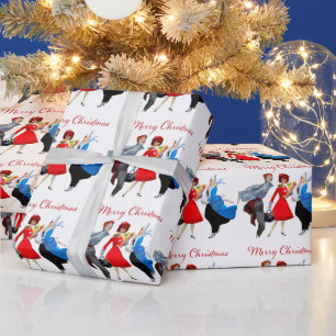 Papel De Presente Saudações de Natal para Senhoras Vintage de 1950