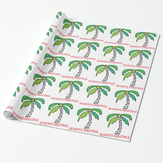 Papel De Presente Saudações de Palm Tree Tropical Season (Desenrolado)