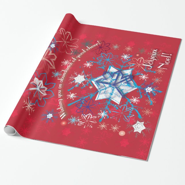 Papel De Presente Saudações Snowflake I (Desenrolado)