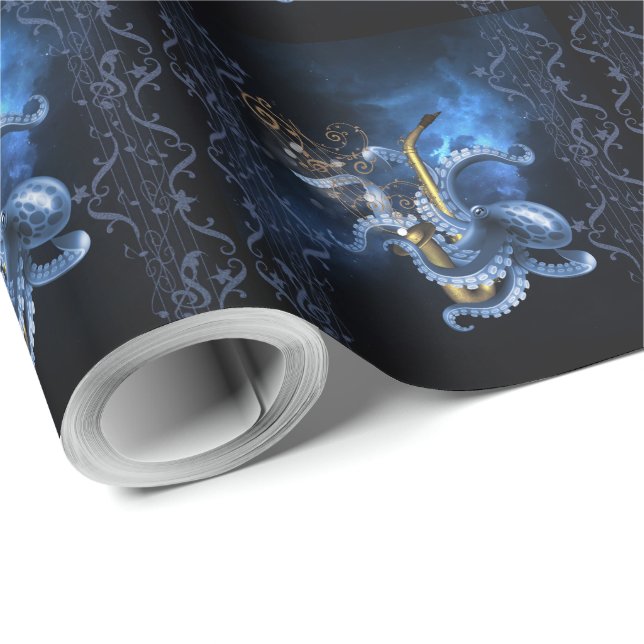 Papel De Presente saxofone musical com polvo (Ponta do rolo)