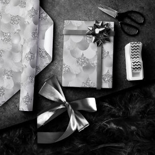 Papel De Presente Scales de Cromo Smermaid   Metálico Silver Faux Sh