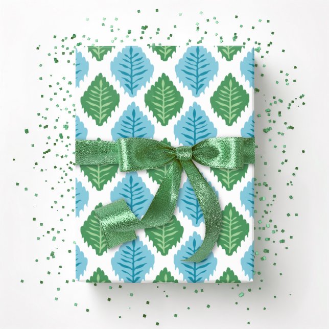 Papel De Presente Scallop Leaf Diamond in Green and Aqua (Criador carregado)