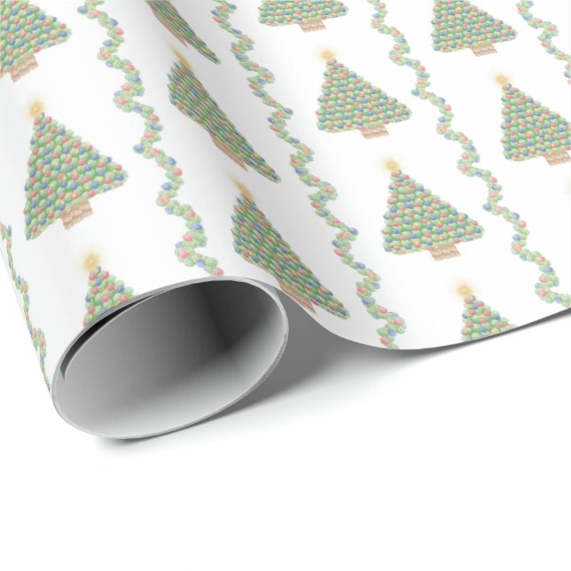 Papel De Presente Scallop Shell Trees and Boughs Wrapping Paper (Ponta do rolo)