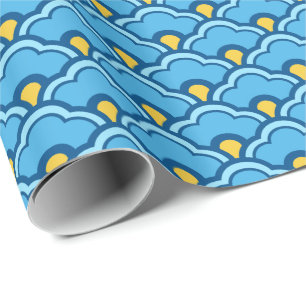 Papel De Presente Scallops, turquesa e Aqua chineses de Deco