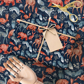 Papel De Presente Scandinavian Folk Woodland Animals Wrapping Paper