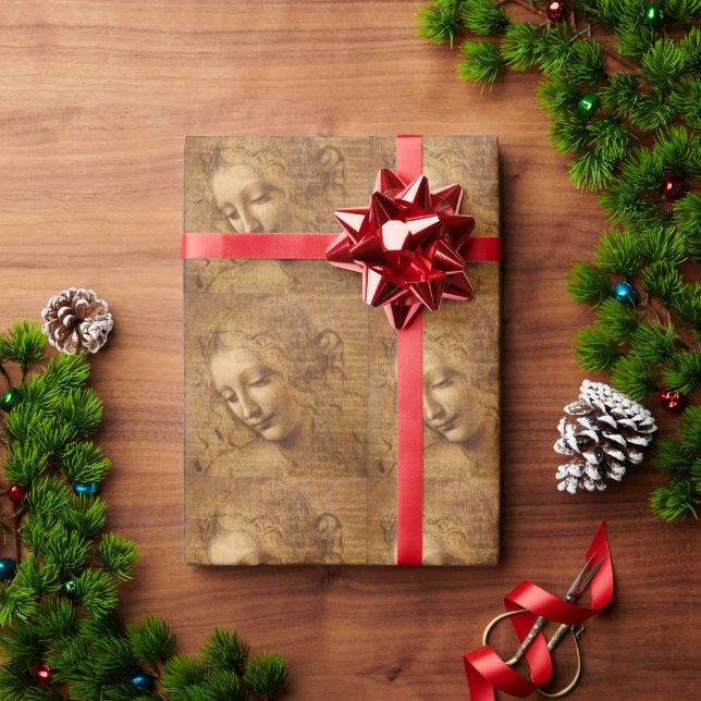 Papel De Presente Scapigliata de Leonardo da Vinci, Cabeça de uma Mu (Presente de Natal)