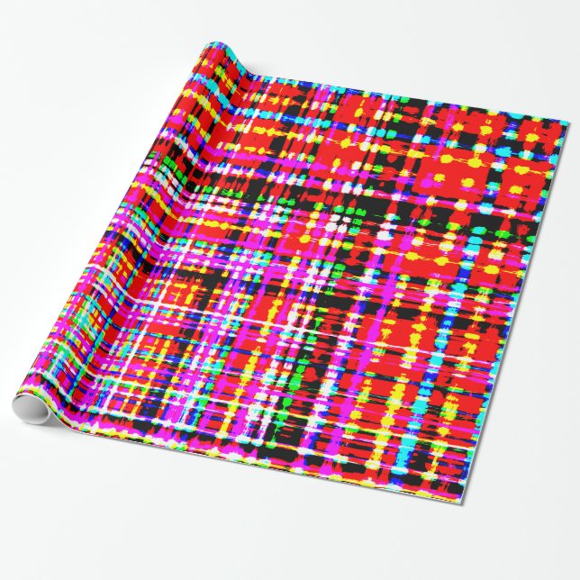 Papel De Presente Scarlet Modern Chic Tartan Xadrez (Desenrolado)