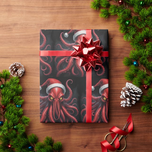 Papel De Presente Scary Cthulhu Christmas Lovecraft (Presente de Natal)