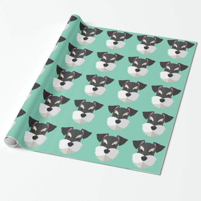 Papel De Presente Schnauzer bonito dos desenhos animados! (Desenrolado)
