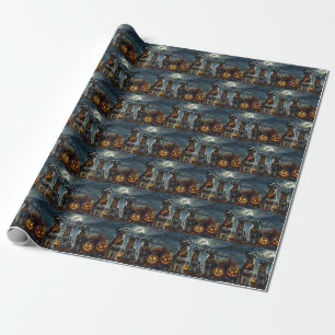 Papel De Presente Schnauzer Halloween Assustador