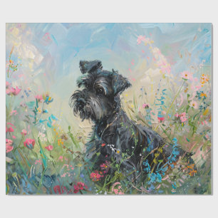Papel De Presente Schnauzer Wildflower Decoupage