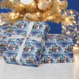 Papel De Presente Schneemann in Winterlandschaft -
