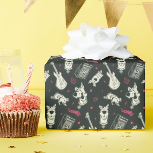 Papel De Presente Scooby-Doo Punk Guitar e Padrão Amp (Festa de aniversário)