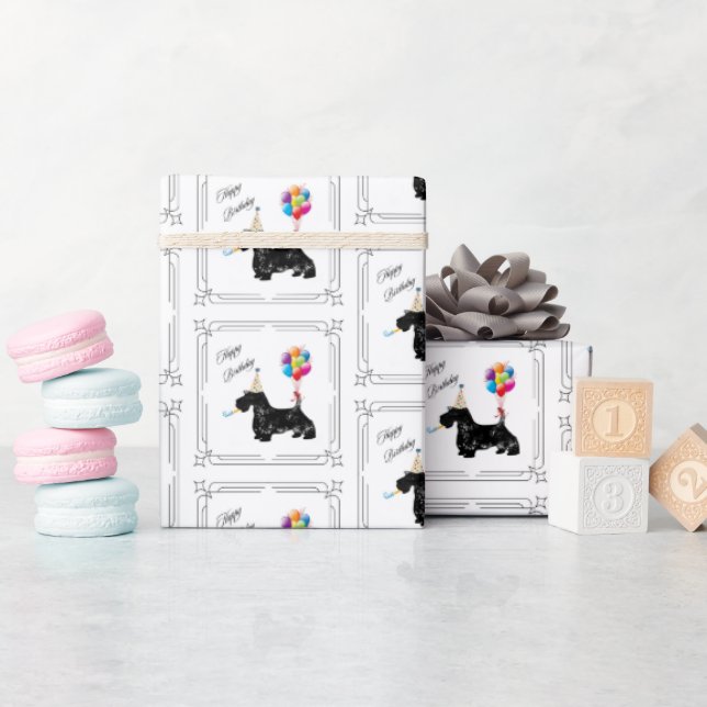 Papel De Presente Scottish Terrier Birthday (Chá de bebê)