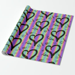 Papel De Presente Scribble Love Xoxo Heart Stripe Wrapper Paper
