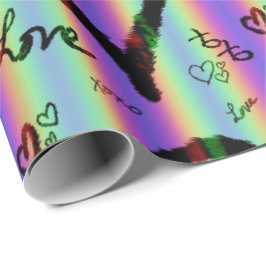 Papel De Presente Scribble Love Xoxo Heart Stripe Wrapper Paper