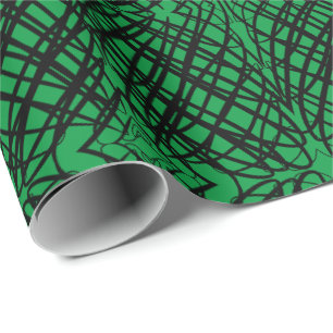 Papel De Presente Scribble Simples Revestimento Espelhado Verde
