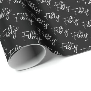 Papel De Presente Script 50º Aniversário Preto