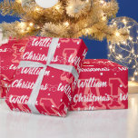 Papel De Presente Script com o nome "Heart Felry Christmas" vermelho<br><div class="desc">Script com o nome personalizado Heart Merry Christmas: Red Wraping Paper</div>