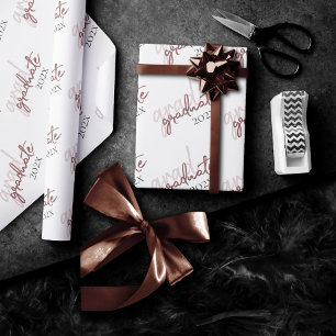 Papel De Presente Script de Blush do formando Pincel rosa clássico
