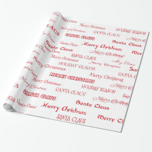 Papel De Presente Script de Natal Vermelho e Branco
