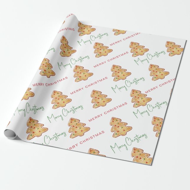 Papel De Presente Script de Padrão de Biscoito de Natal Alegre (Desenrolado)