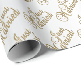 Papel De Presente Script Dourado do recem casados | Casamento