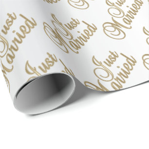 Papel De Presente Script Dourado do recem casados Casamento