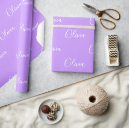 Papel De Presente Script Personalizado de Nome Púrpura de Pastel