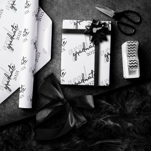 Papel De Presente Script Preto do formando   Manutenção Clássica com