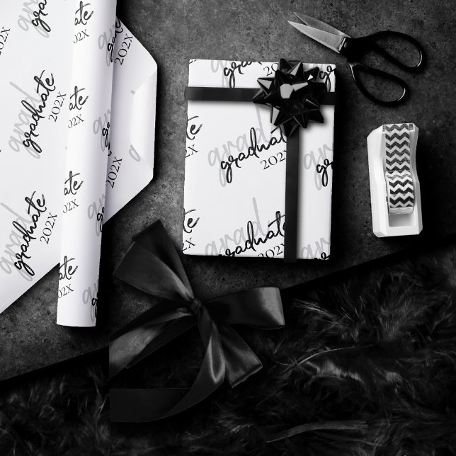 Papel De Presente Script Preto do formando | Manutenção Clássica com (Criador carregado)