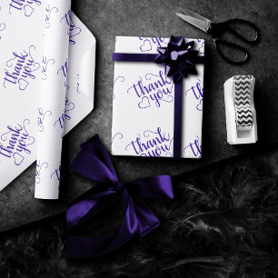 Papel De Presente Script Purple Simples   Uva Radiante Obrigado