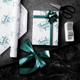 Papel De Presente Script Teal Simples   Dark Midnight Green - Obriga