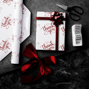 Papel De Presente Script vermelho simples Candy Cherry Apple Obrig
