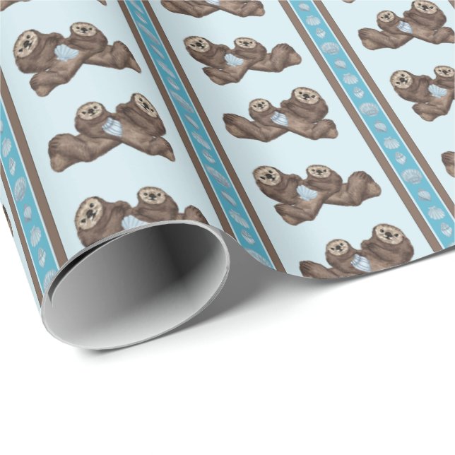 Papel De Presente Sea Otter (Ponta do rolo)