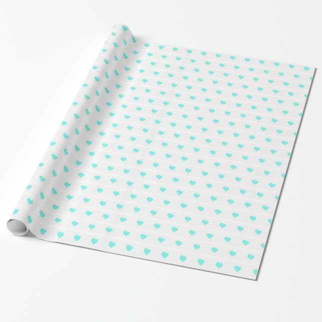 Papel De Presente Seafoam Hearts (Desenrolado)